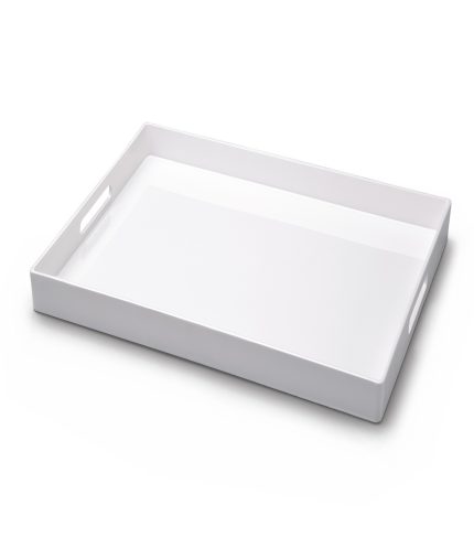 Modern,White,Reflective,Rectangular,Tray,,Isolated,On,White