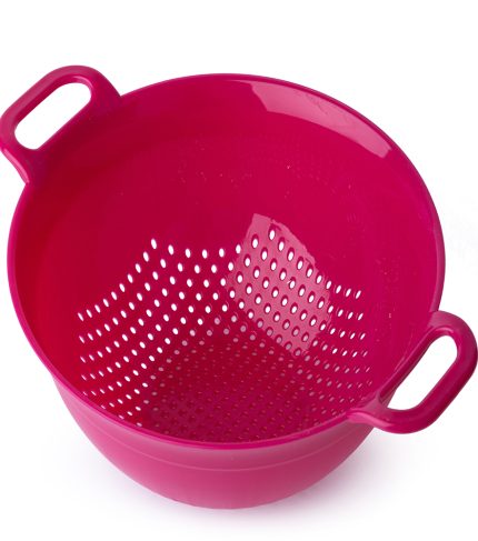 New plastic kitchen colander isolated on white