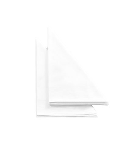 Blank white restaurant napkin mock up, isolated. Clear folded textile towel mockup design template. Cafe branding identity clean overlay for logotype design. Cotton cloth kitchen tissue towel.