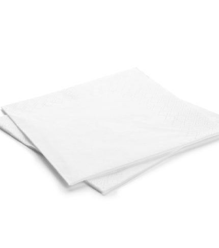 Clean paper napkins on white background. Personal hygiene