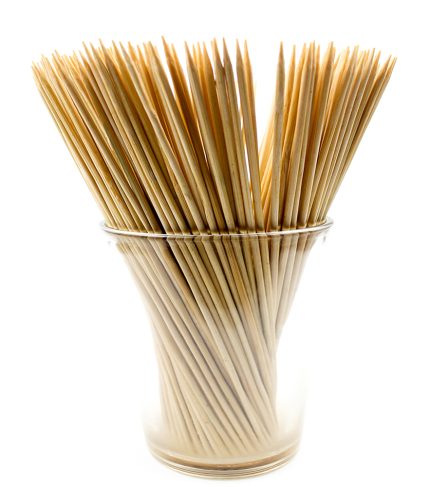 bamboo skewers on white background