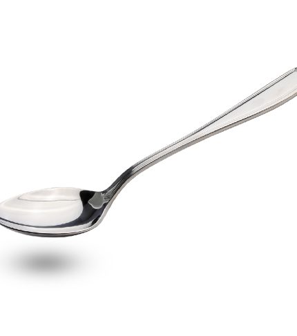 Silver spoon photo stacking side view  isolated on white background. This has clipping path.