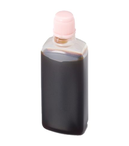 Small plastic bottle with soy sauce for take-away