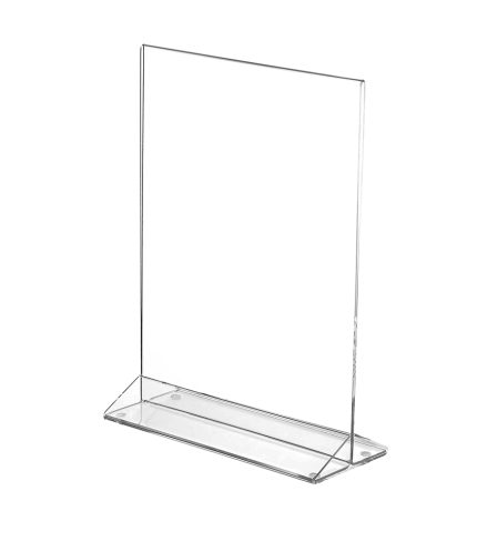 Transparent acrylic table stand display for menu in isolated white background