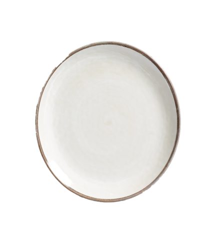 White Swirl Melamine Plate  with dark gray background